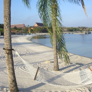 One of many hammocks on Polynesian's beach