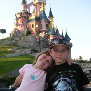 Nathan & Zoe in front of DLP Castle